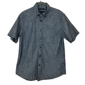 Banana Republic Top Men Small Blue Chambray Button Up Cotton Shirt Classic Woven